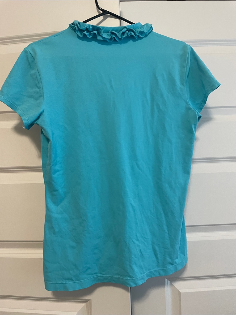 Lilly Pulitzer Turquoise Ruffle V-Neck Short Sleeve Top - Picture 5 of 5